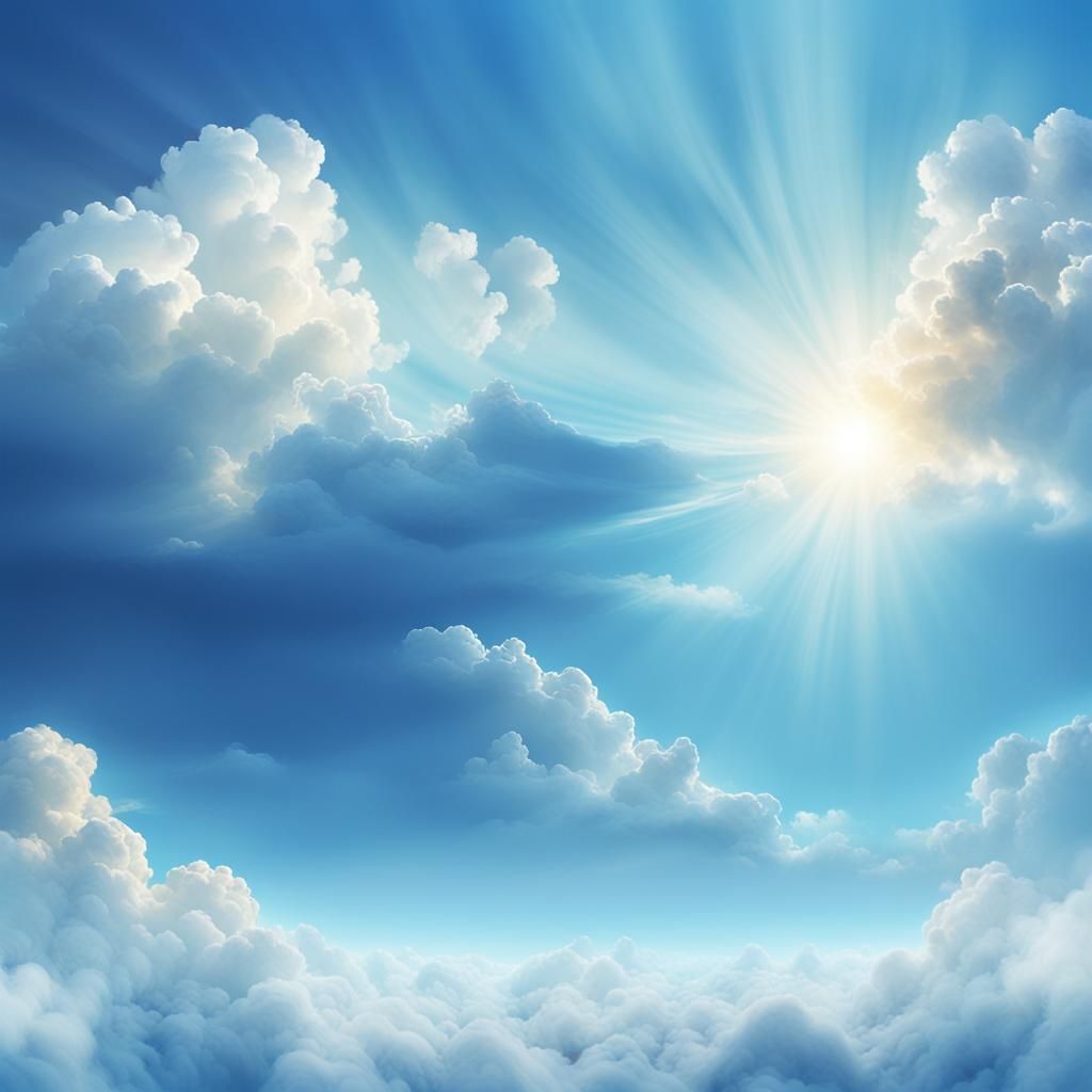 Sunlit Cumulus Clouds in Ethereal Digital Painting