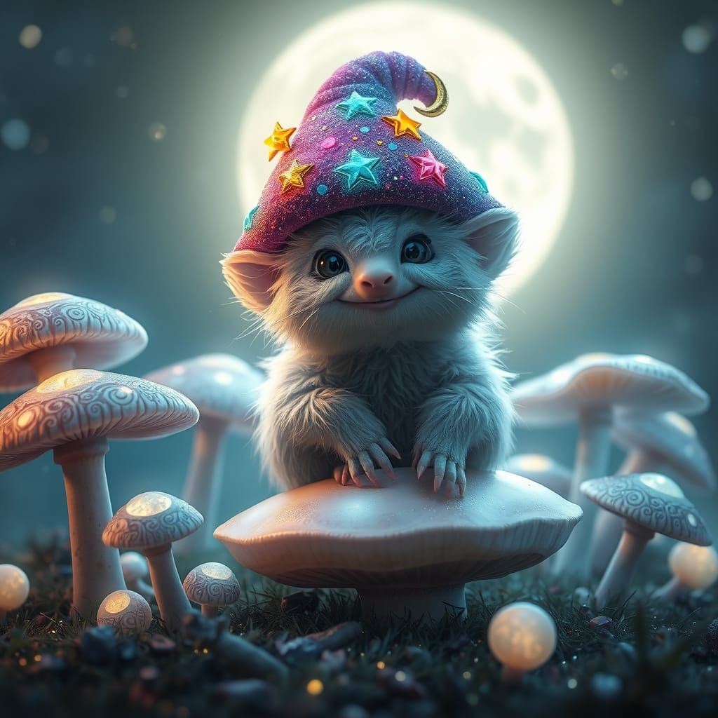 Whimsical, Shaggy Monster in Enchanted Forest