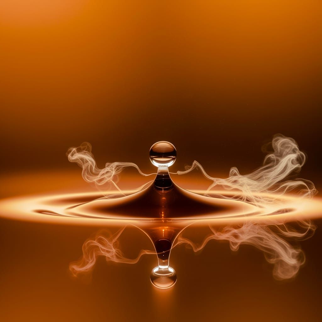 Mercury Droplet with Potassium Vapor: Warmly Lit Photo