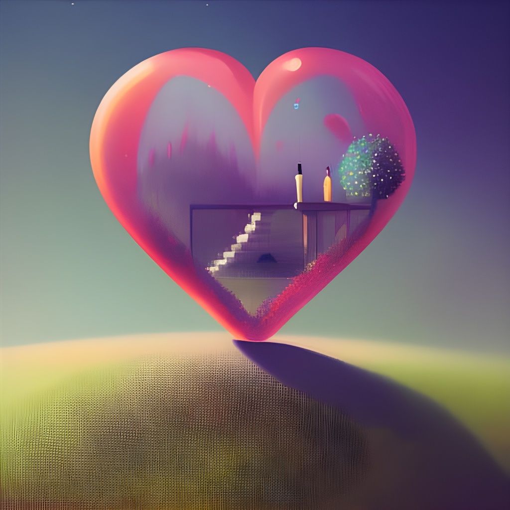 Surreal Glass Heart: A Contemporary Vision