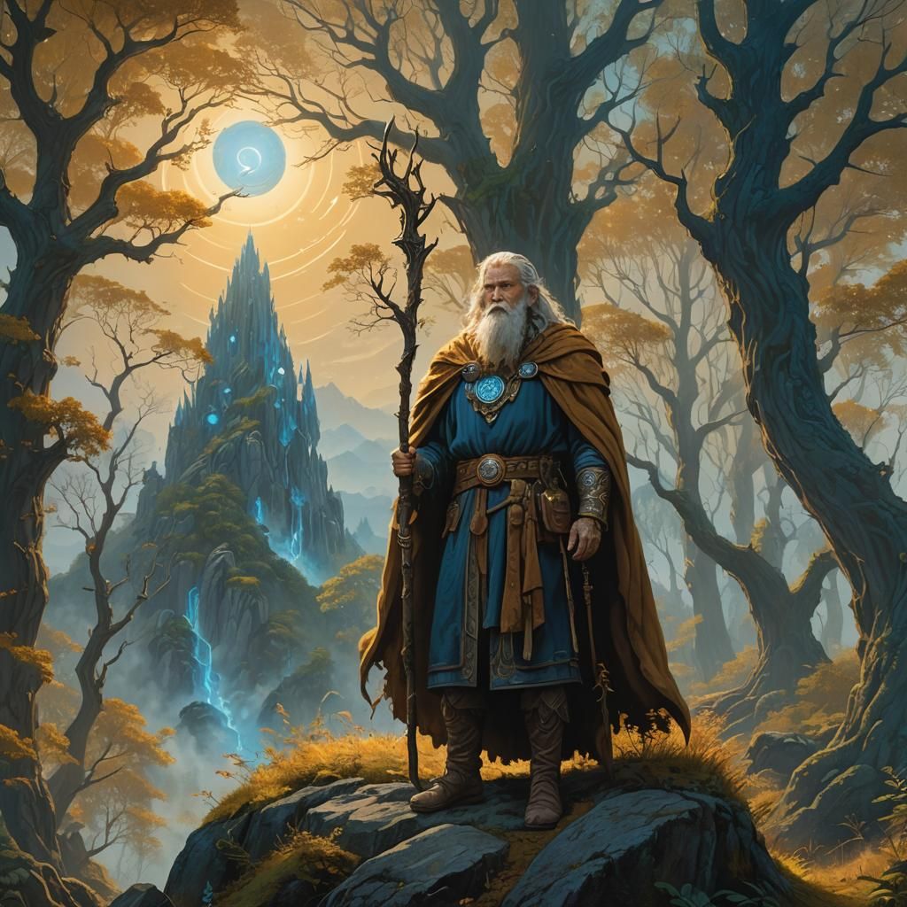 Druid Defends Mystical Forest as Fantasy Concept Art