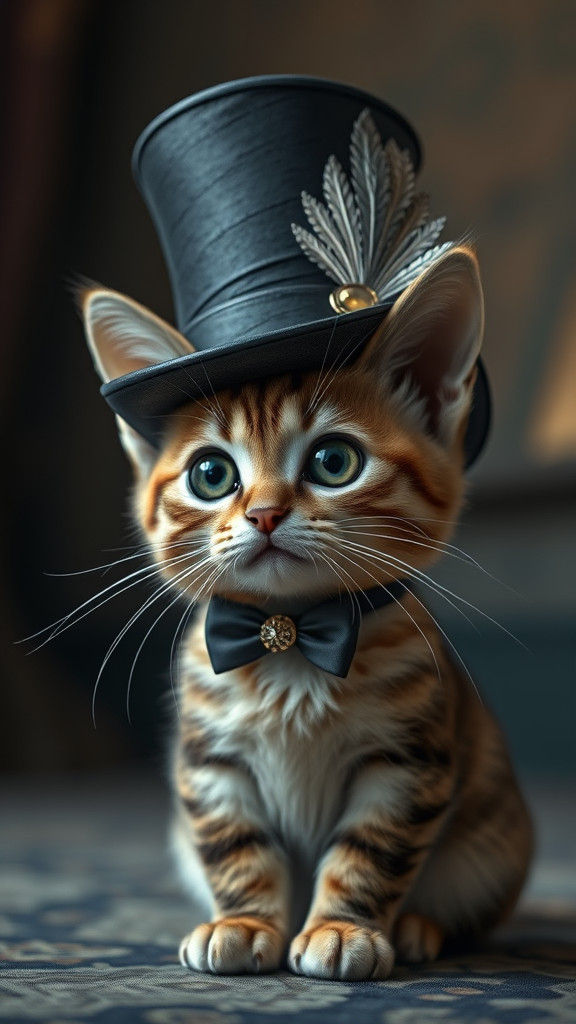 Elegant Chibi Cat in Elaborate Top Hat