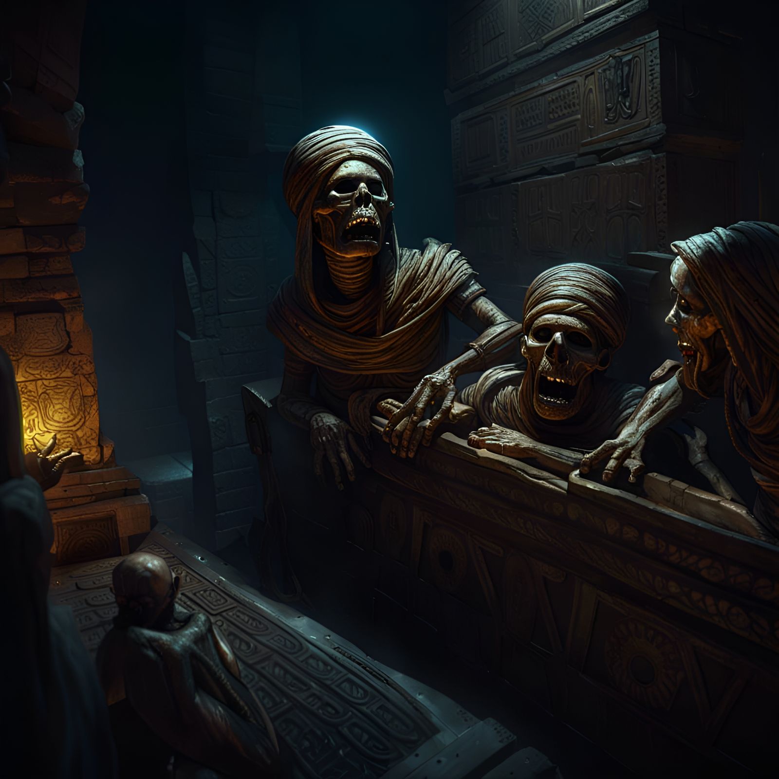 Mummies Rise from Tombs: Dark Fantasy Art