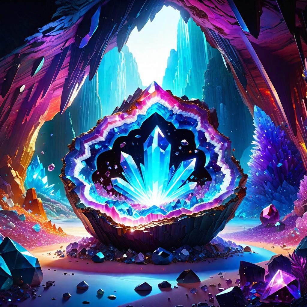 Vibrant Geode Reveals Crystalline Cave Interior