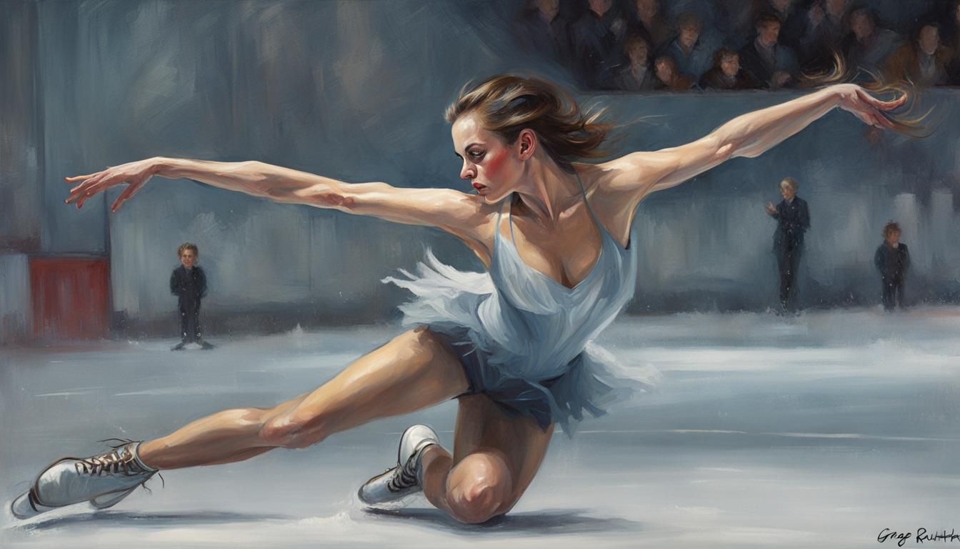 Sinister Figure Skating Performance, Dark Fantasy Art