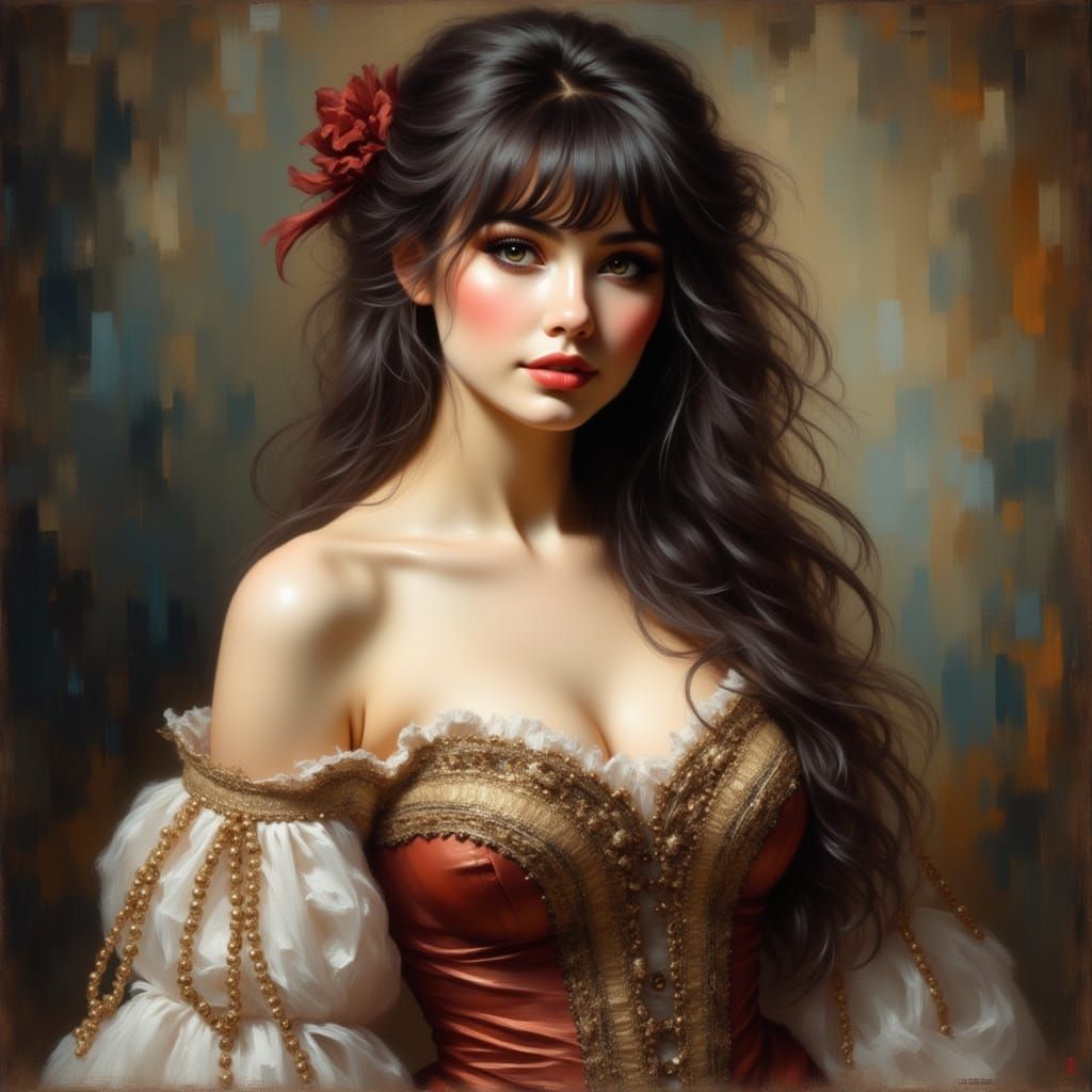 Gorgeous 18th Century Lady in Oil Painting Style