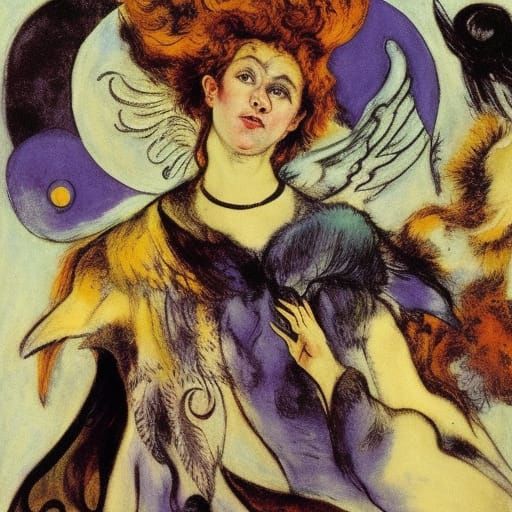 Vampire Archangel Ascending to the Moon