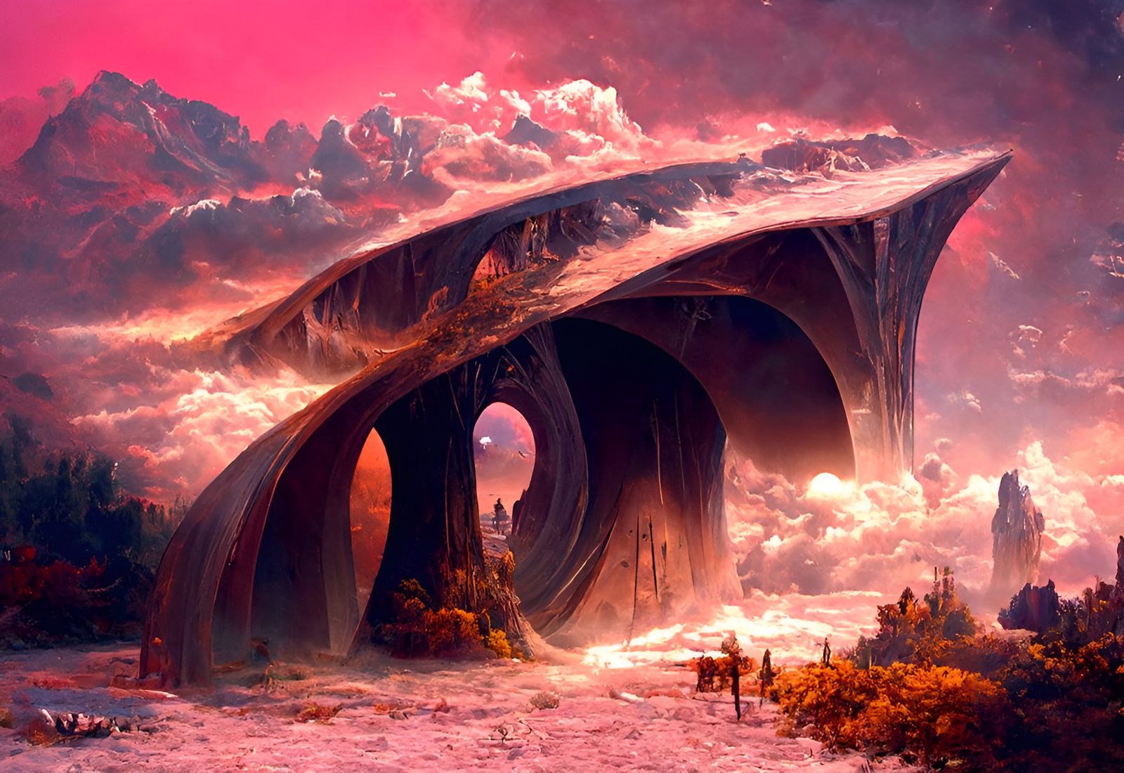 Circular Stargate to Alien Mechanical World