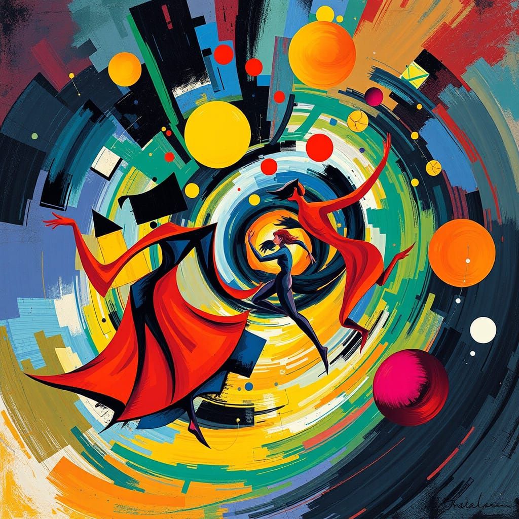 Vibrant Abstract Forms in a Swirling Motion