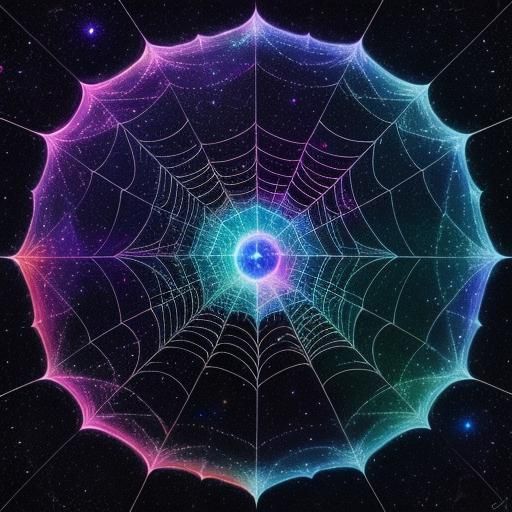 Cosmic Spider Web in Holographic Astral Style