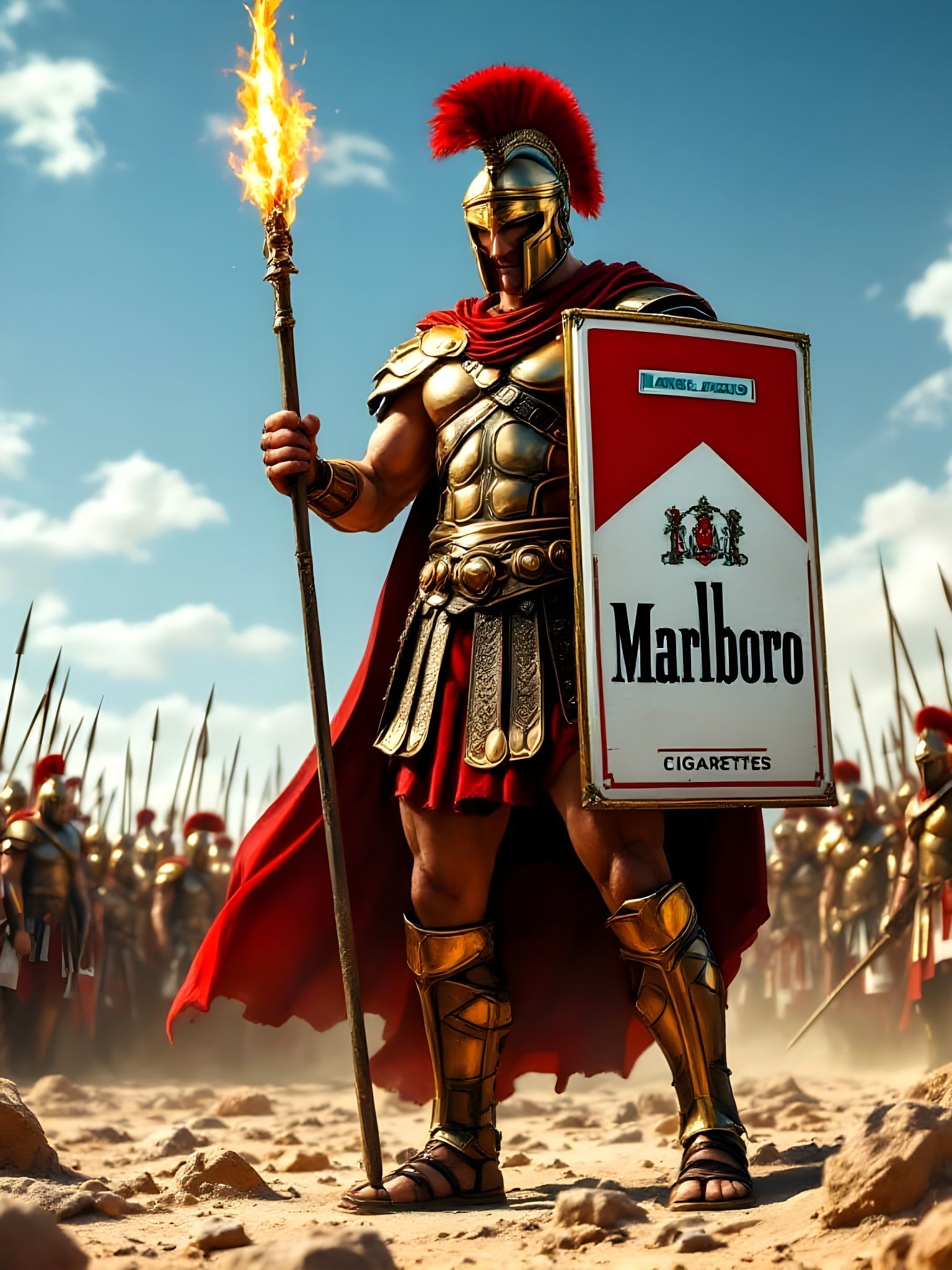 Fearsome Roman Gladiator in Marlboro Armor