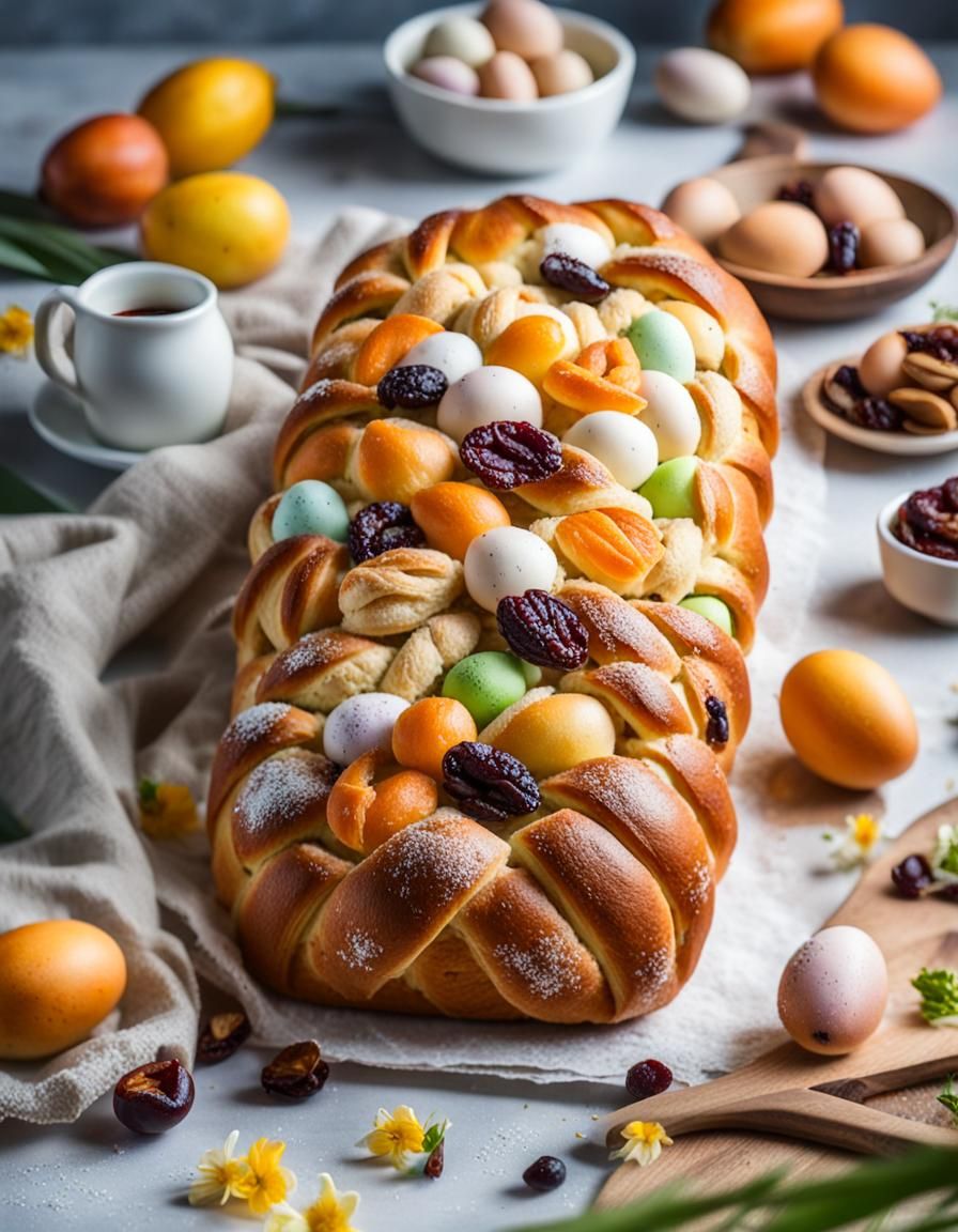 Braided Easter Bread with Lokum: Food Photography