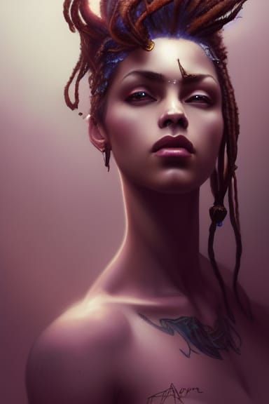 Punk Goddess Portrait in Hyperdetailed Digital Art