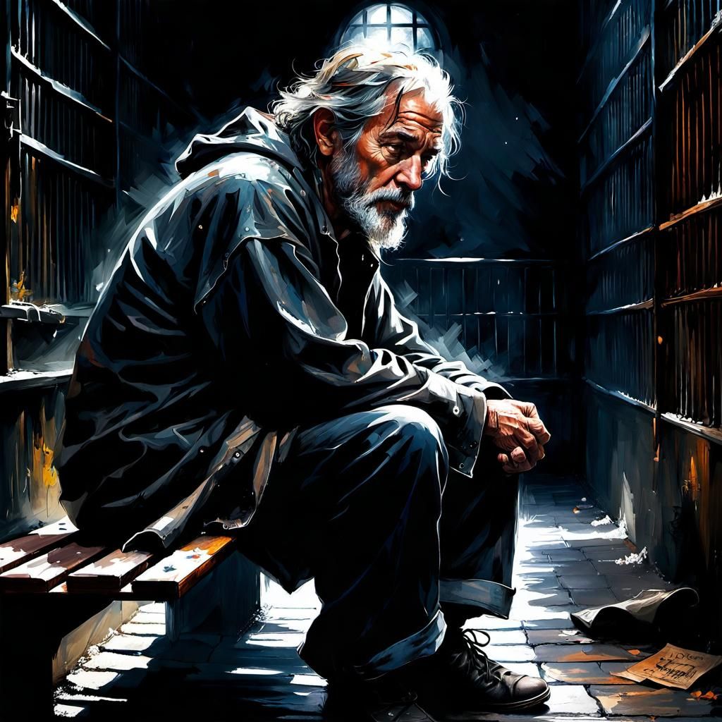 Waiting in a prison cell...