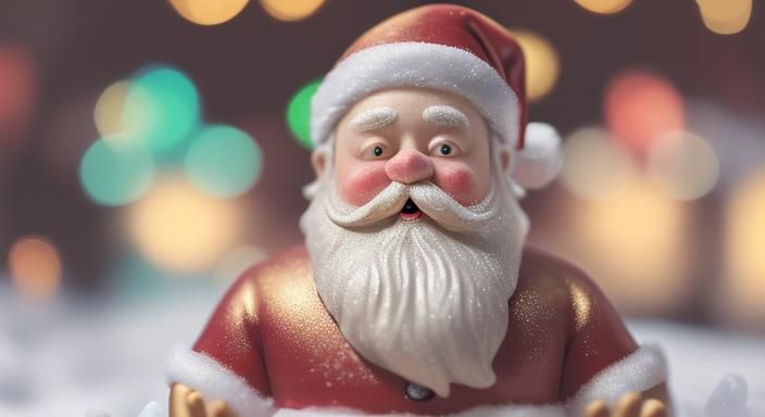 Hyperrealistic Old Toy Santa with Christmas Lights