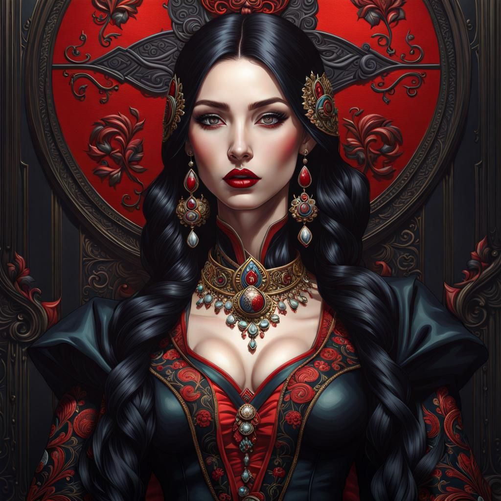 Detailed Gothic Portrait of Polish Woman in Office