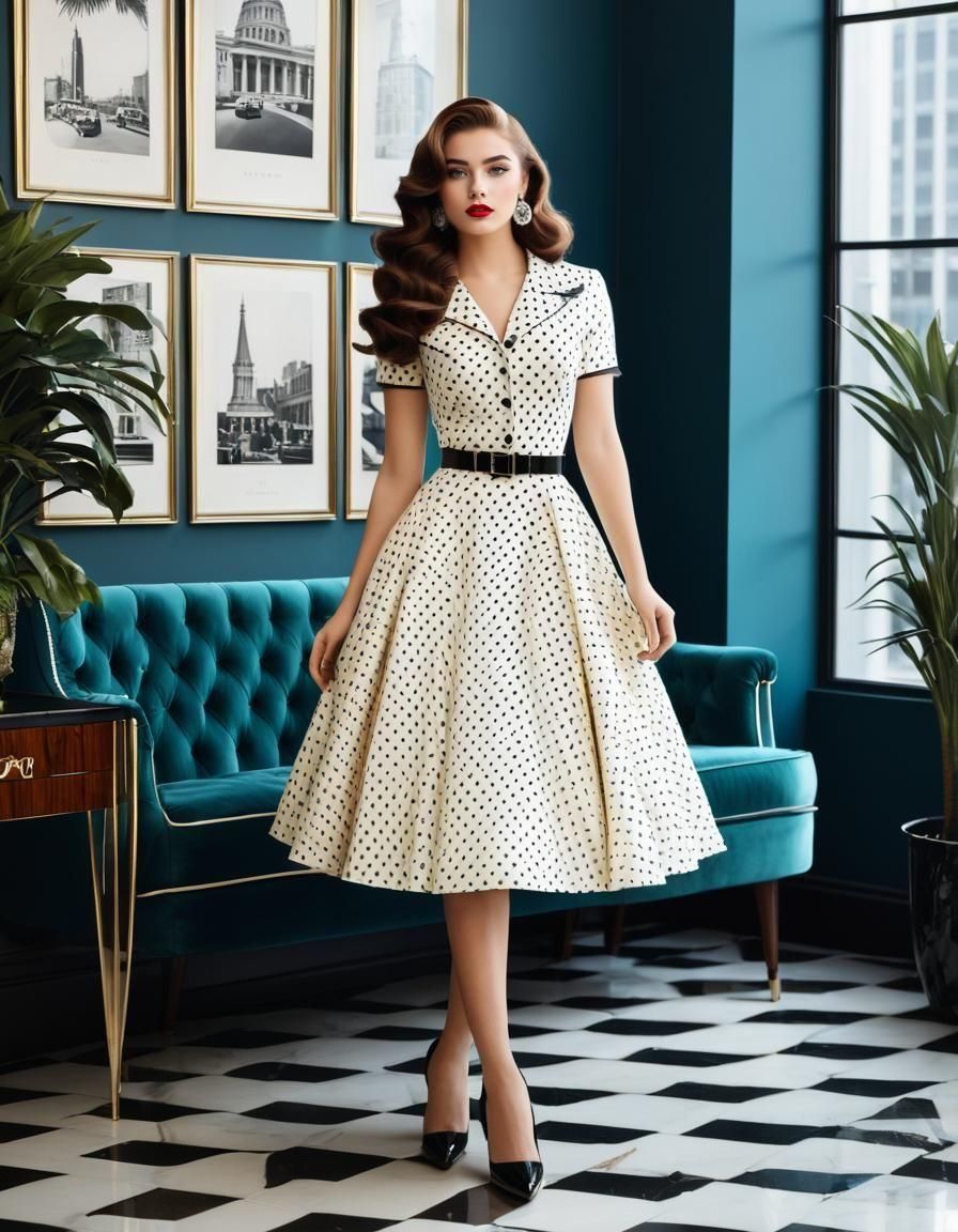 1950s Style Woman in Modern Luxury Scene