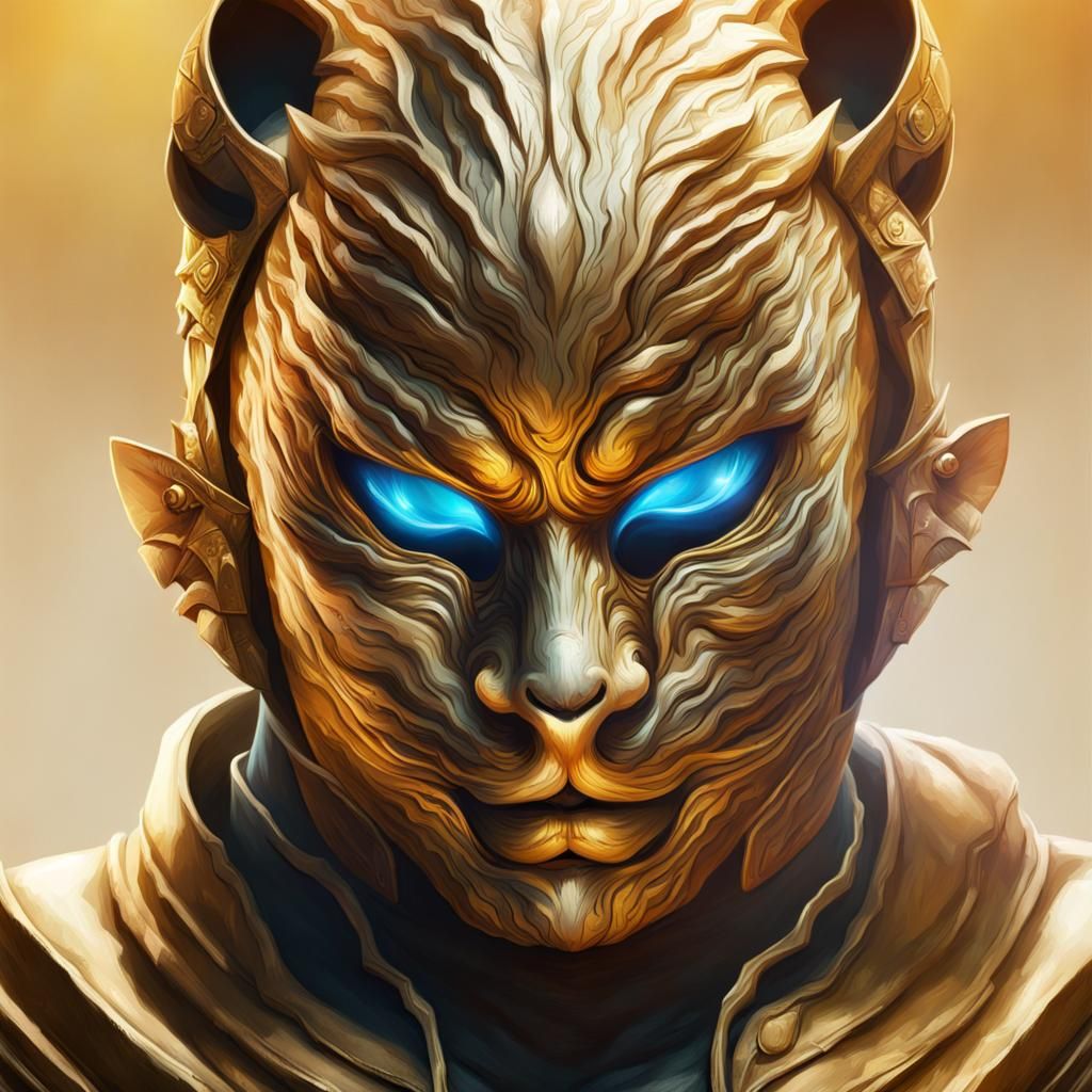 Golden Masked Tiger in Hyperrealistic Splash Art