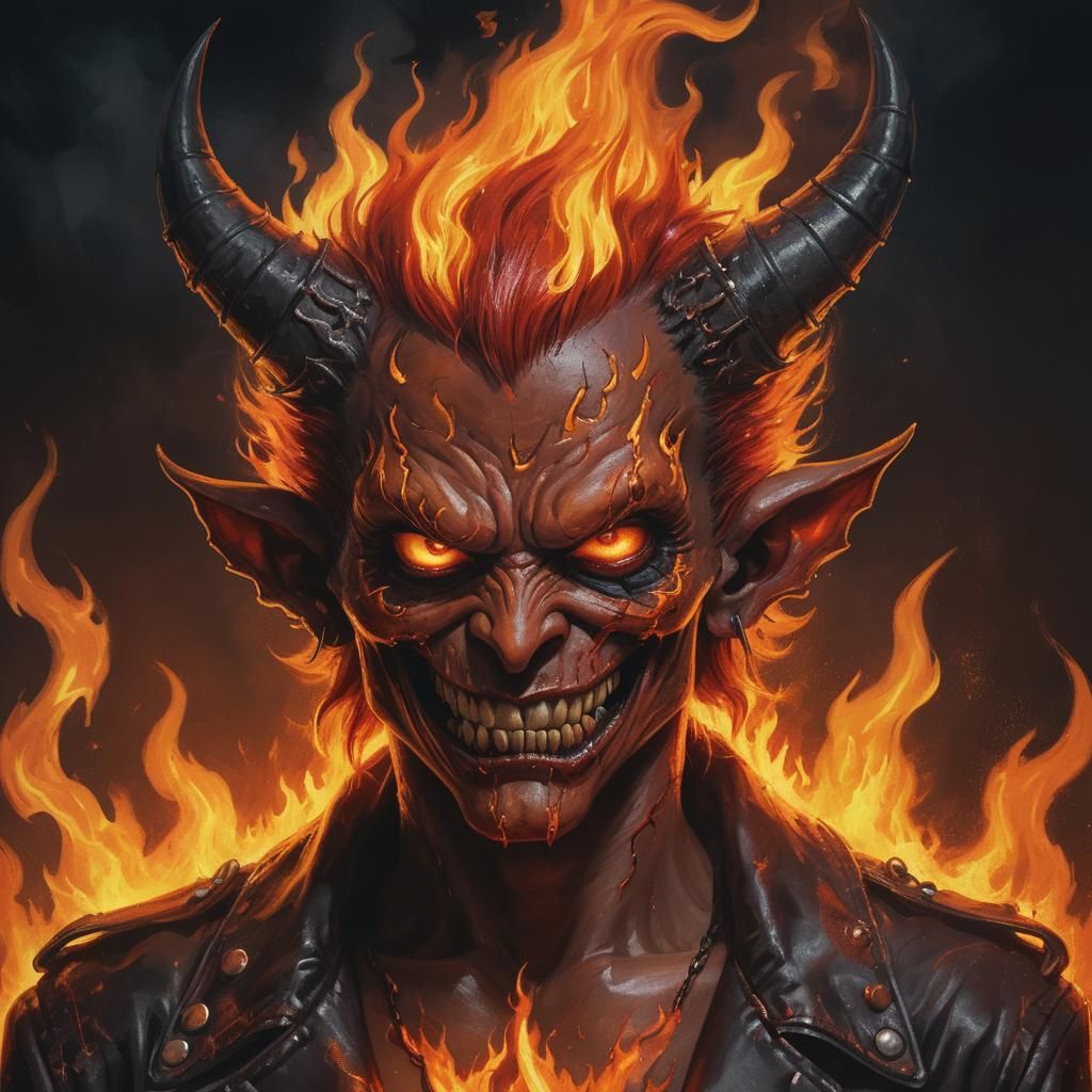 80s Punk Devil Portrait in Detailed Digital Painting