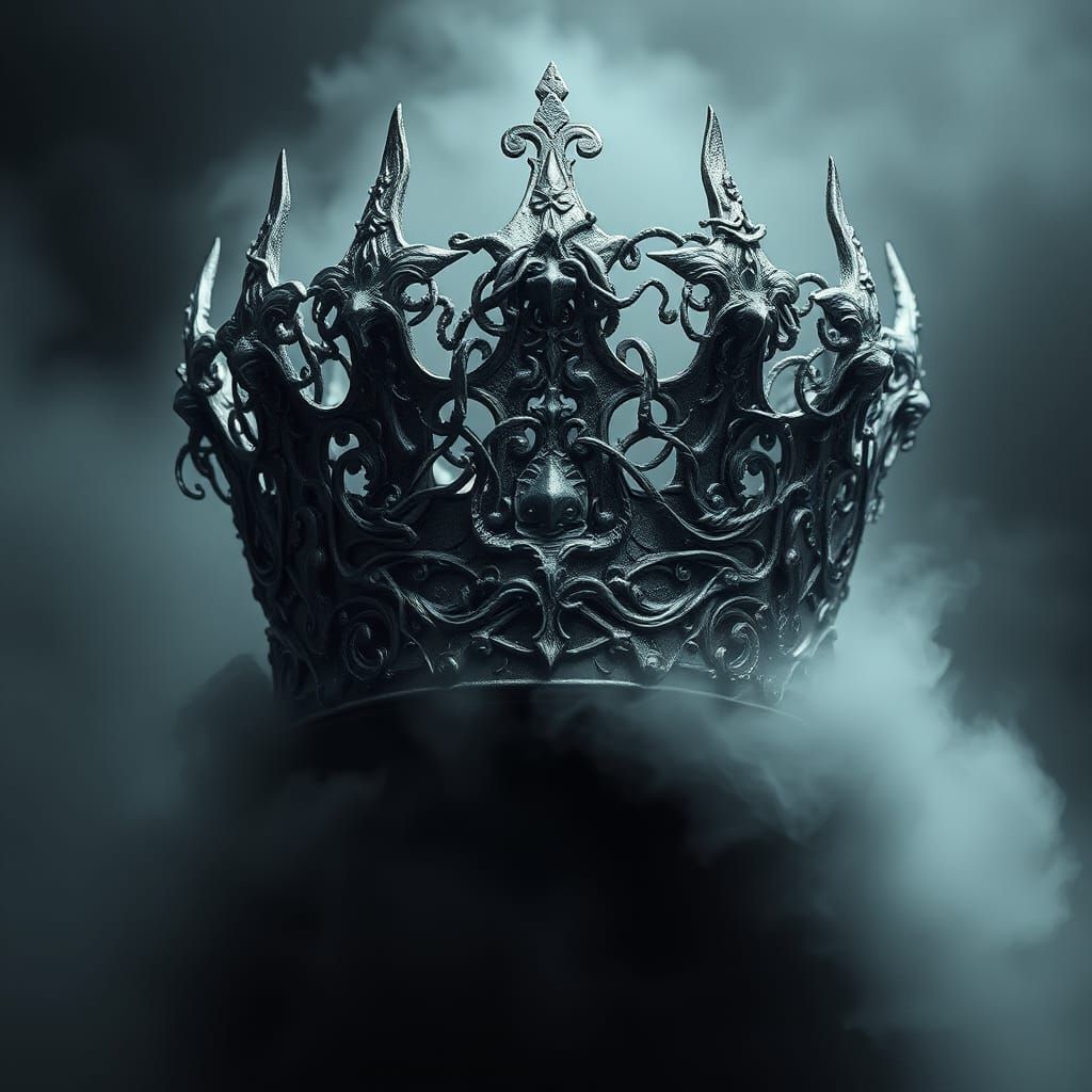 Malevolent Silver Crown in Gothic Surrealist Style