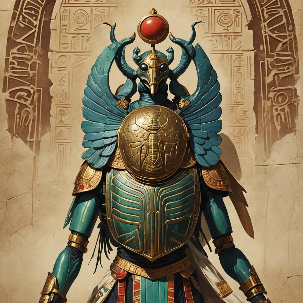 Egyptian Scarab Confronts the King: Action Portrait
