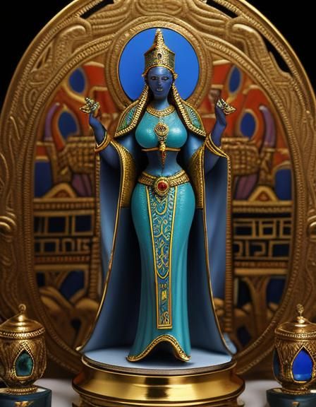 Enameled Glass Figurine of an African priestess