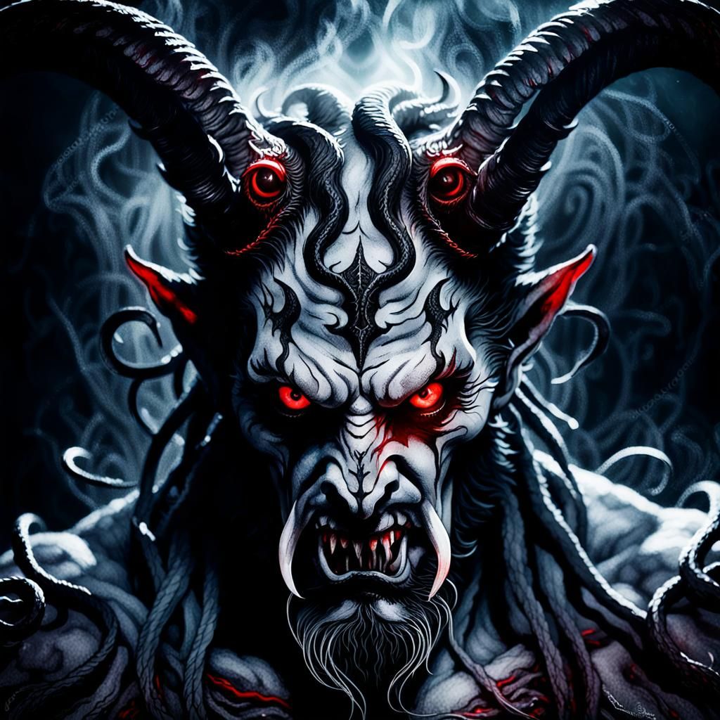 Surreal Baphomet Portrait in Dark Fantasy Style