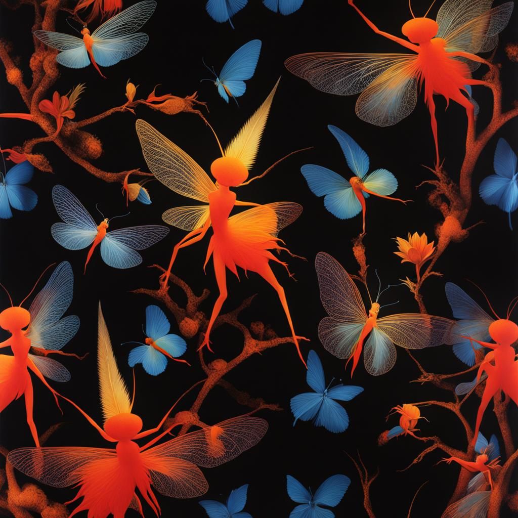 Dreamlike Fairies Photogram in Surreal Style