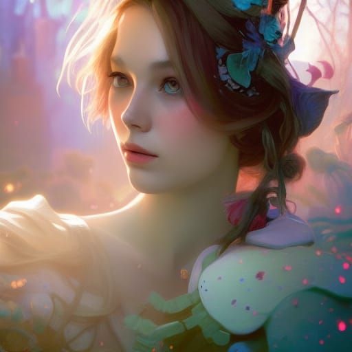 Alice in Wonderland Portrait in Art Nouveau Style