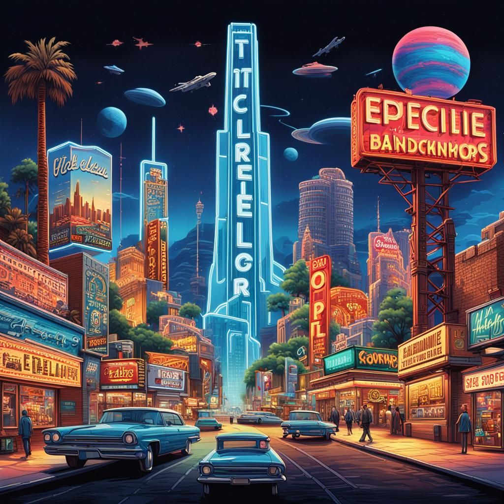 Landmarks Transformed with Word Art in a Digital Painting