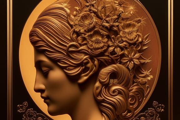 Dual Eclipse Goddess in Art Nouveau Style