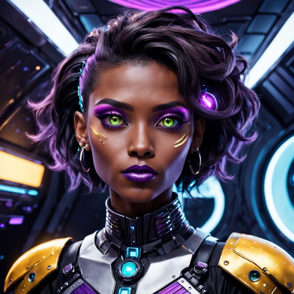 Cyberpunk Noir Portrait in Monochromatic Hues