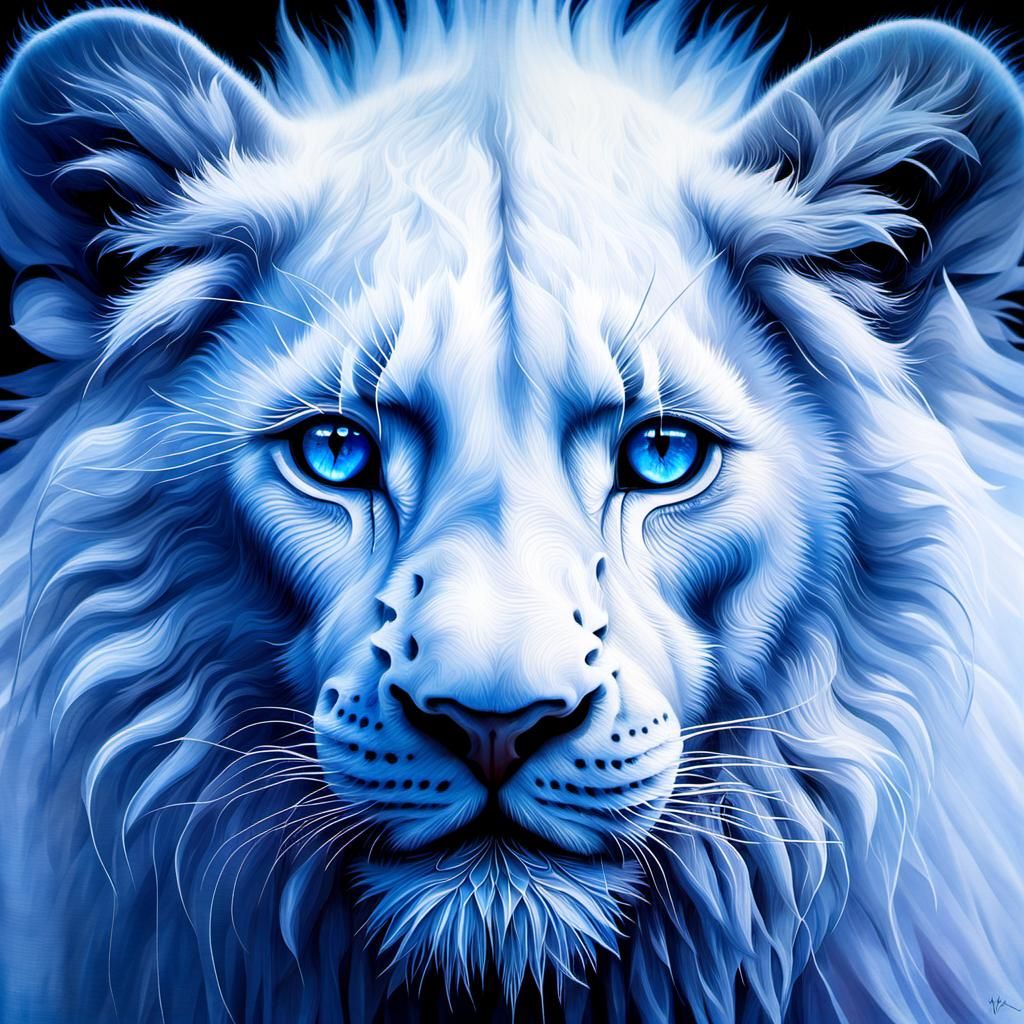 Winged Blue-Eyed Lion Cub: 3D Optical Projection