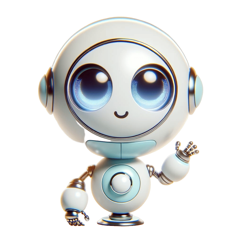 Cute Spherical Robot Waving Hello in 2D Vector Art Style