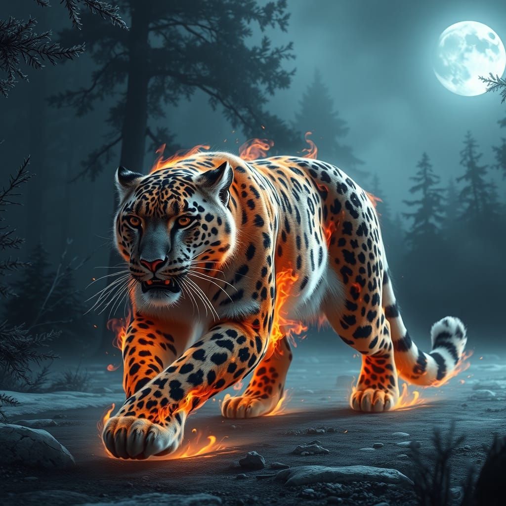 A very realistic photo of a snow leopard