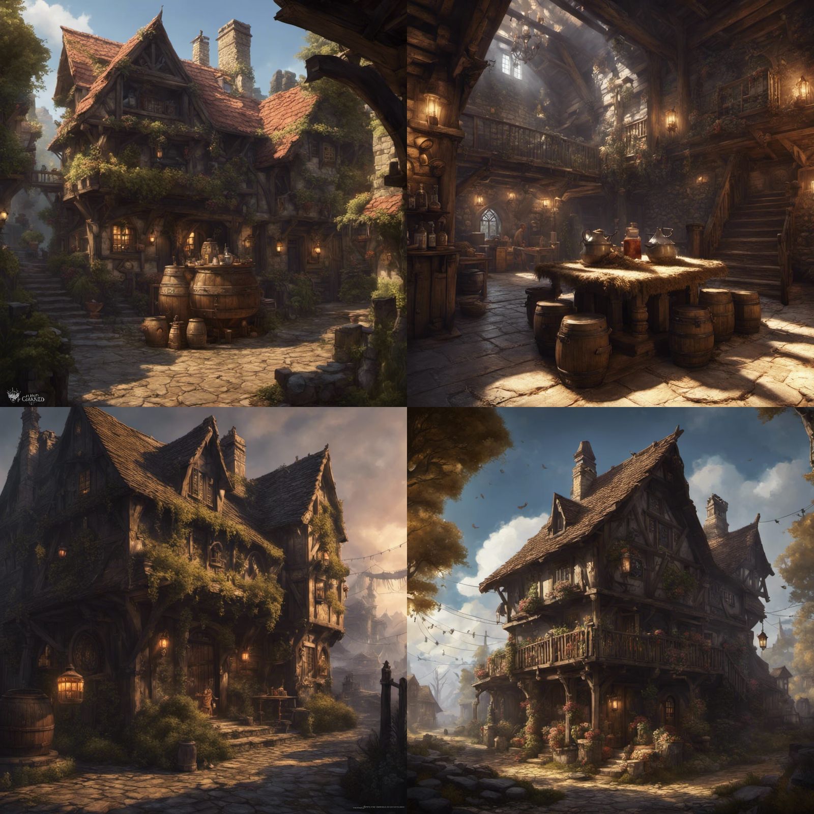 The Cracked Flagon Inn: Dark Fantasy Concept Art