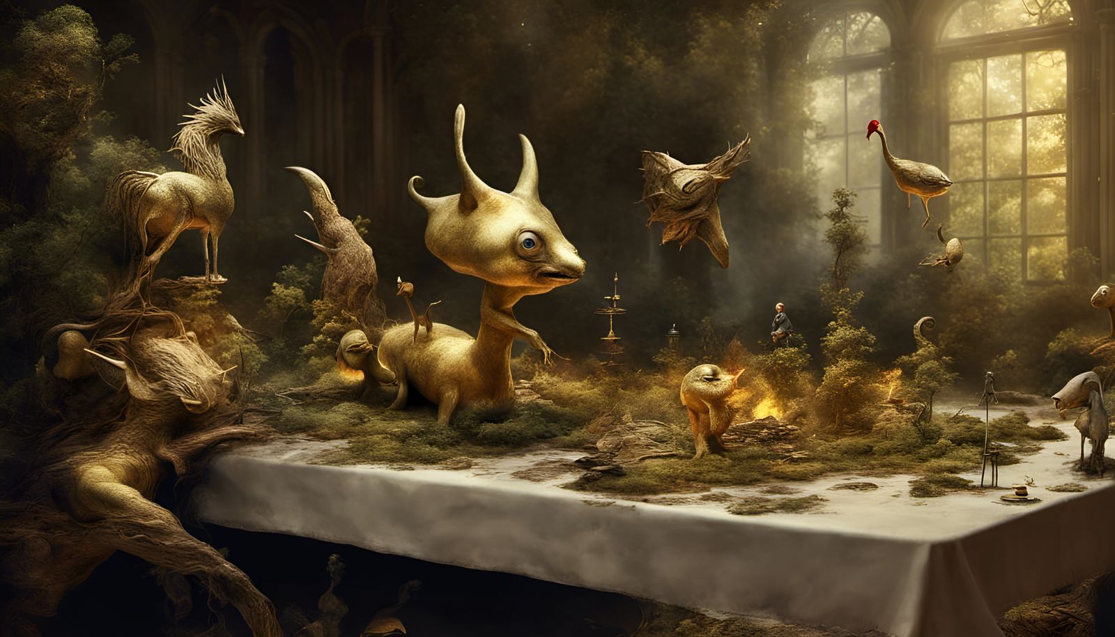 Surreal Erupting Pond in Magical Realism Style