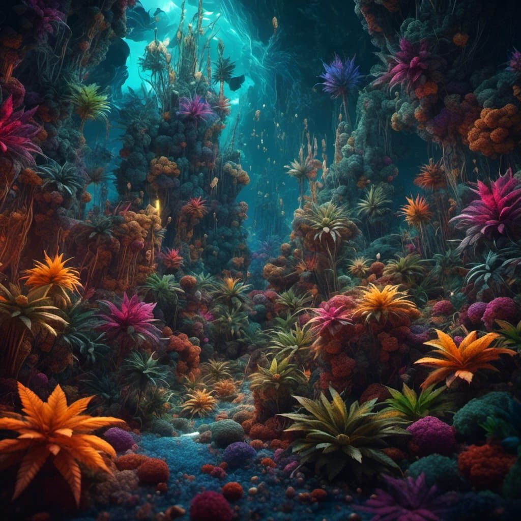 Marijuana Plant in Vibrant Color Space