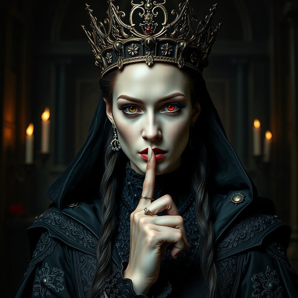 Surreal Vampire Queen Rules Haunted Cathedral