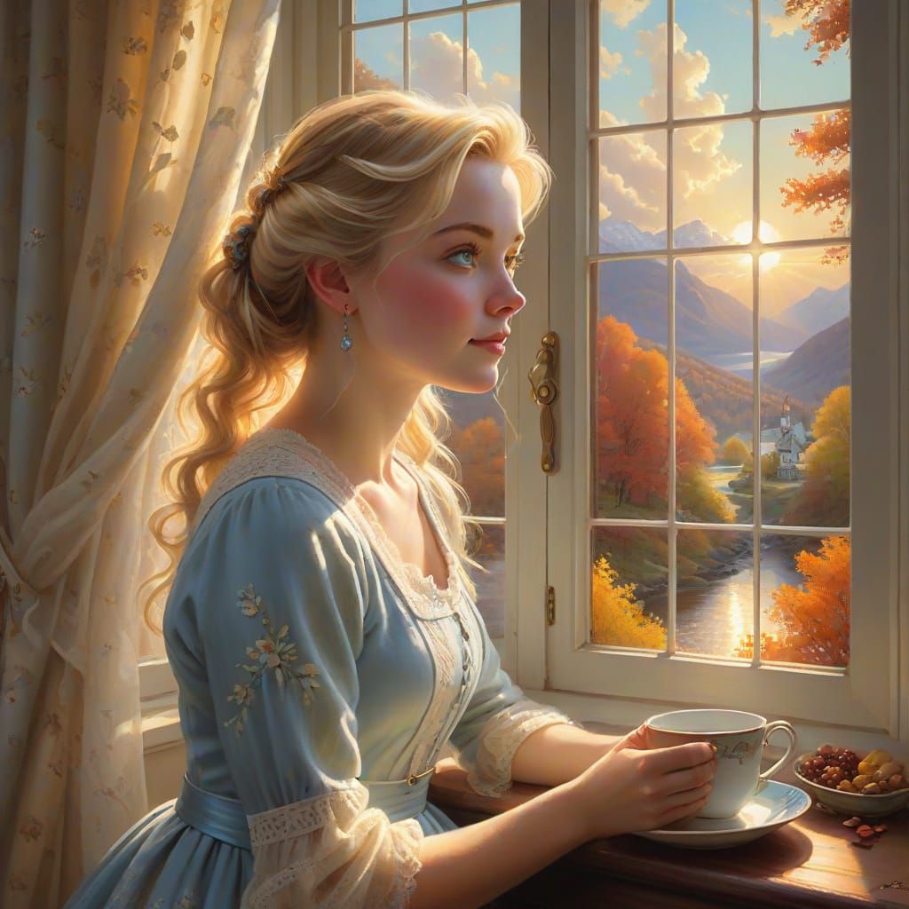 Autumn Daydream in Kinkade Style