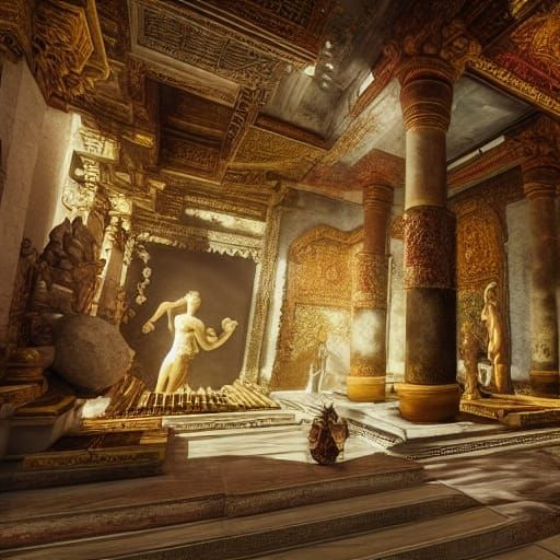 Temple Interior with Creation of Adam Fresco