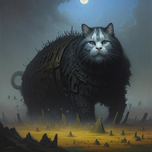 Ghost Cat in Oil Painting Style