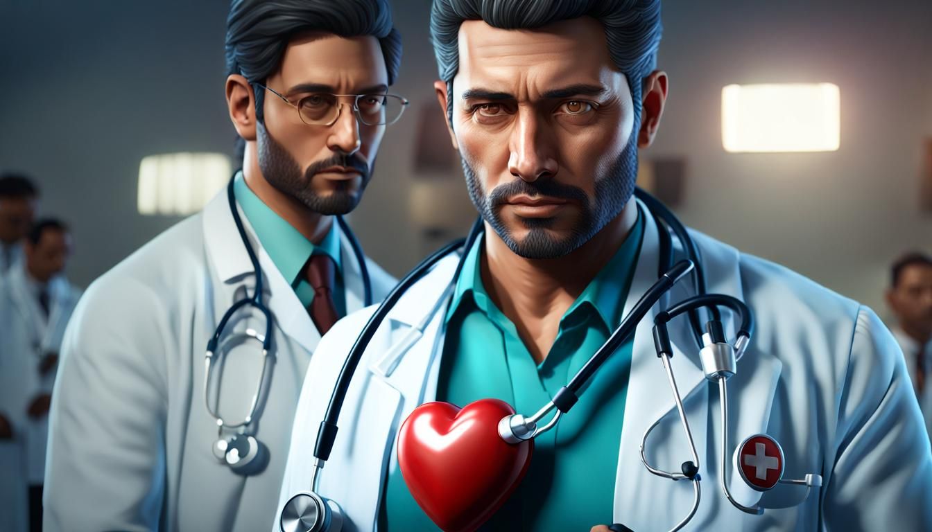 Hyperrealistic Portrait: Hispanic Doctor with Stethoscope