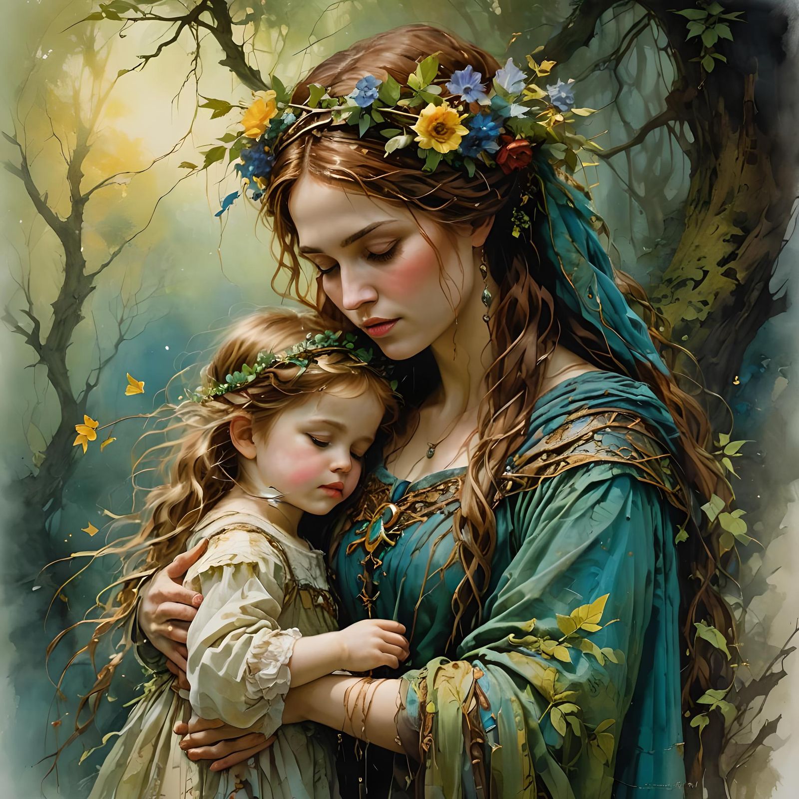 Renaissance Mother and Child Reunion Painting