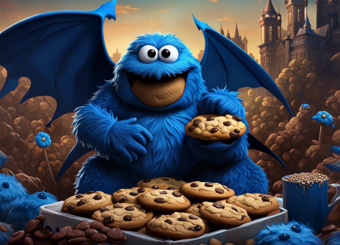 Cookie Monster Batman Mashup: Detailed Matte Painting