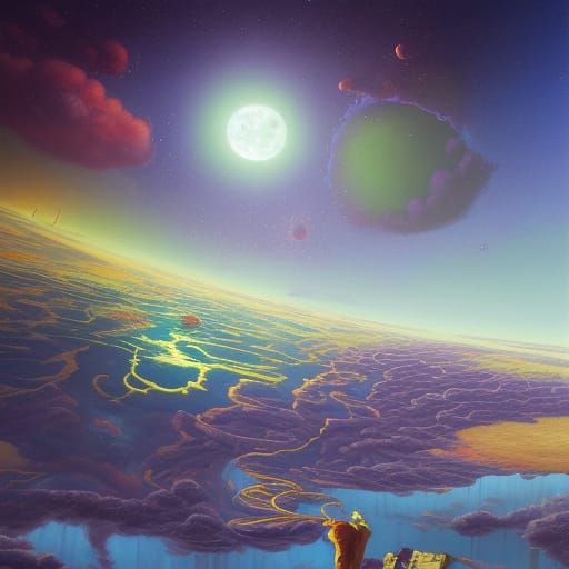 Surrealist Matte Painting of a Summer Night's Dream