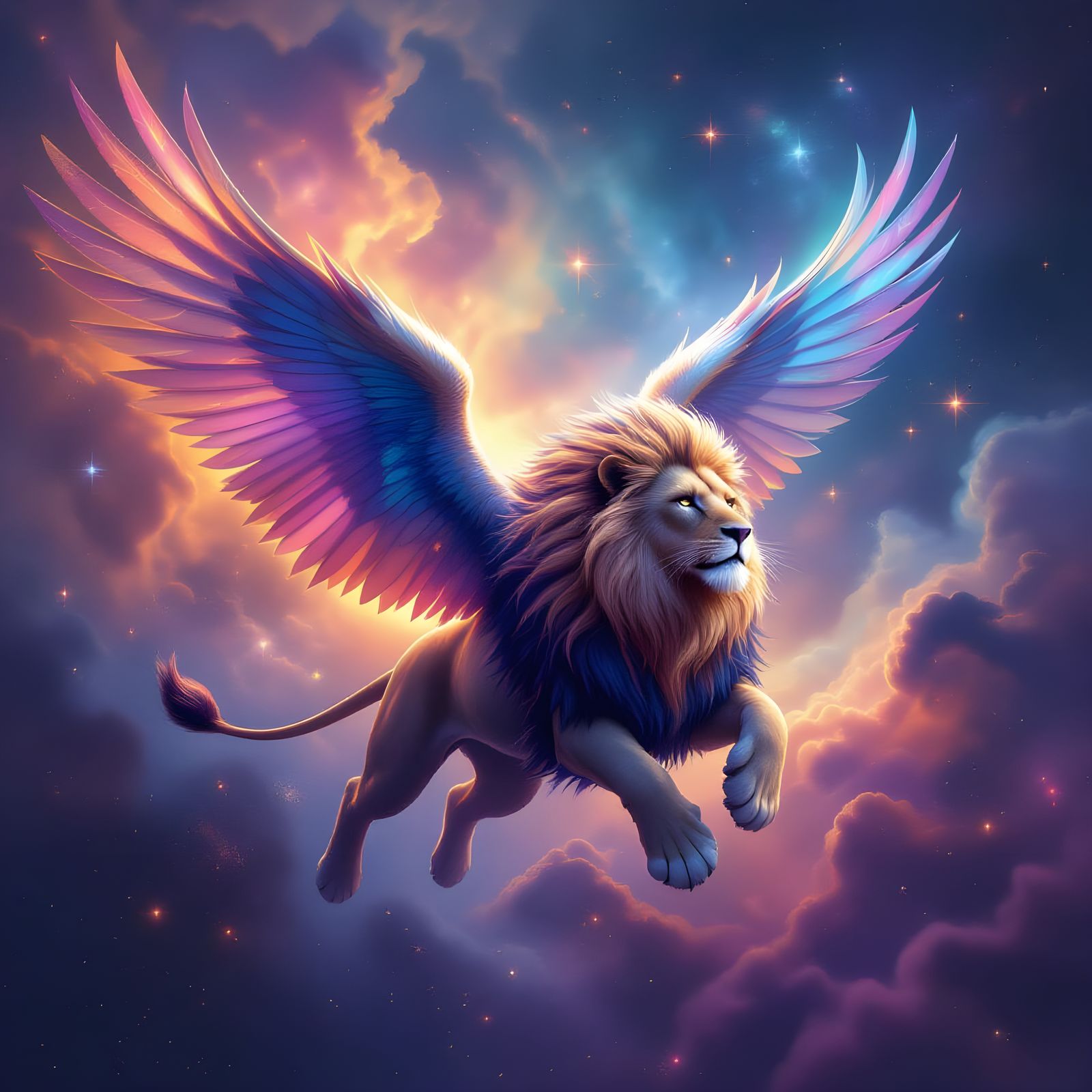 Majestic Nebula Lion Soars Through Cosmic Galaxy
