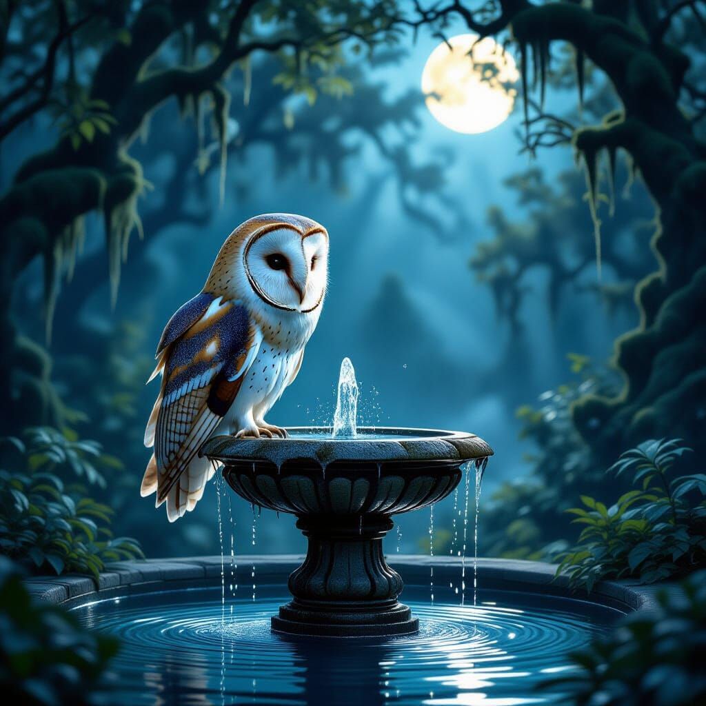 Majestic Barn Owl in Mystical Forest Twilight