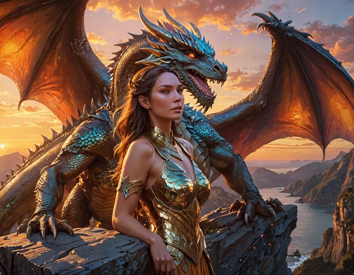 Dragon and Woman: Digital Fantasy Painting