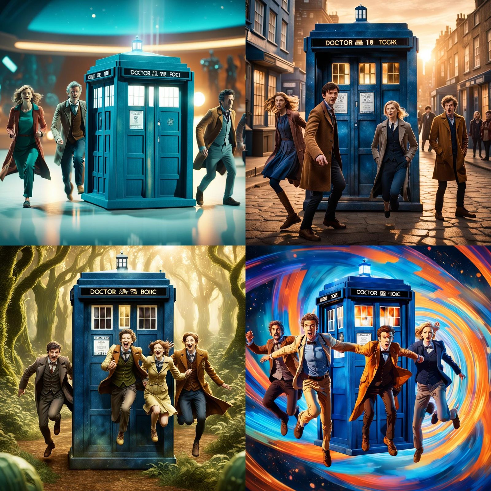 The Doctor and Companions' Time-Traveling TARDIS Adventure